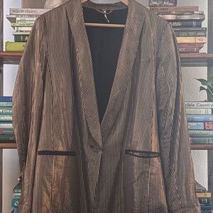 Free People chocolate espresso brown pinstriped blazer